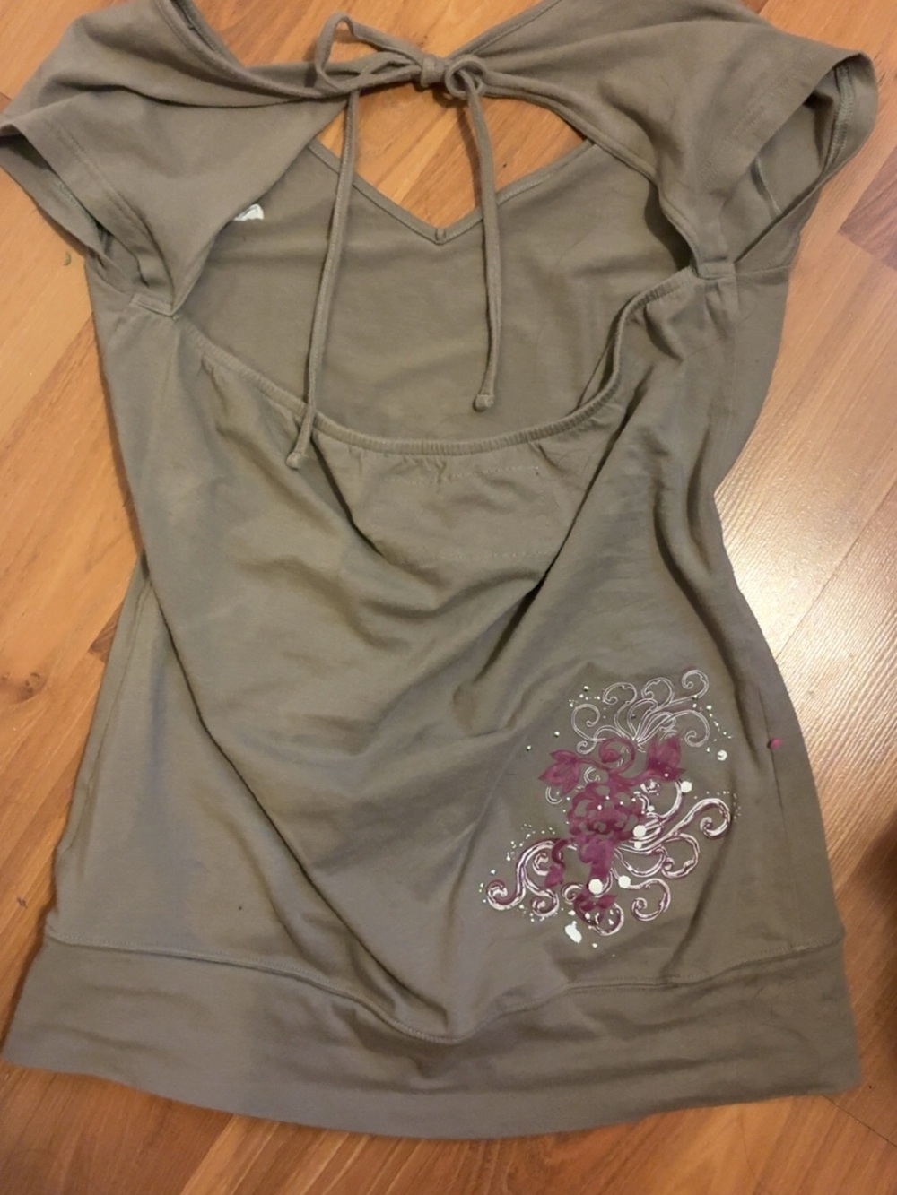 Reebok Taupe Tank Top with Pink Floral Accent